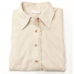 NY&CO Pinstripe Dress Ruffle Shirt